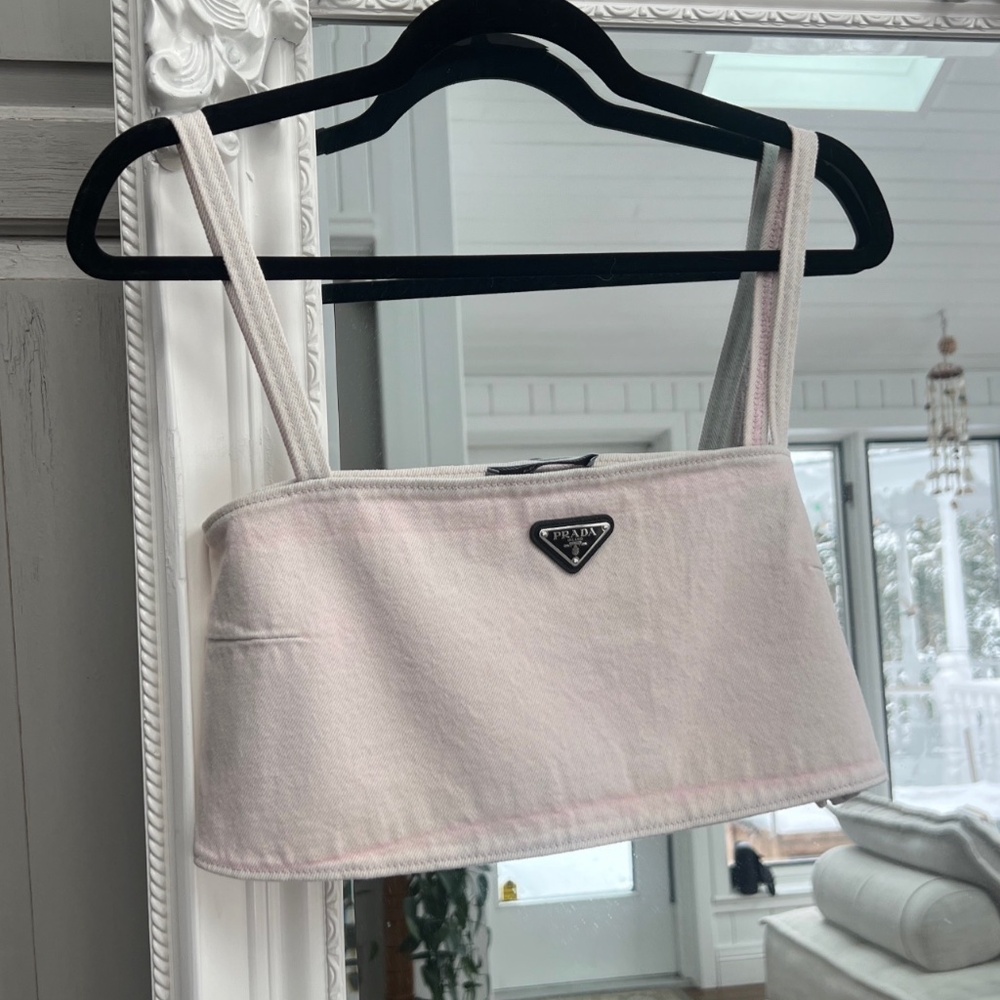 PRADA PINK DENIM CROPTOP